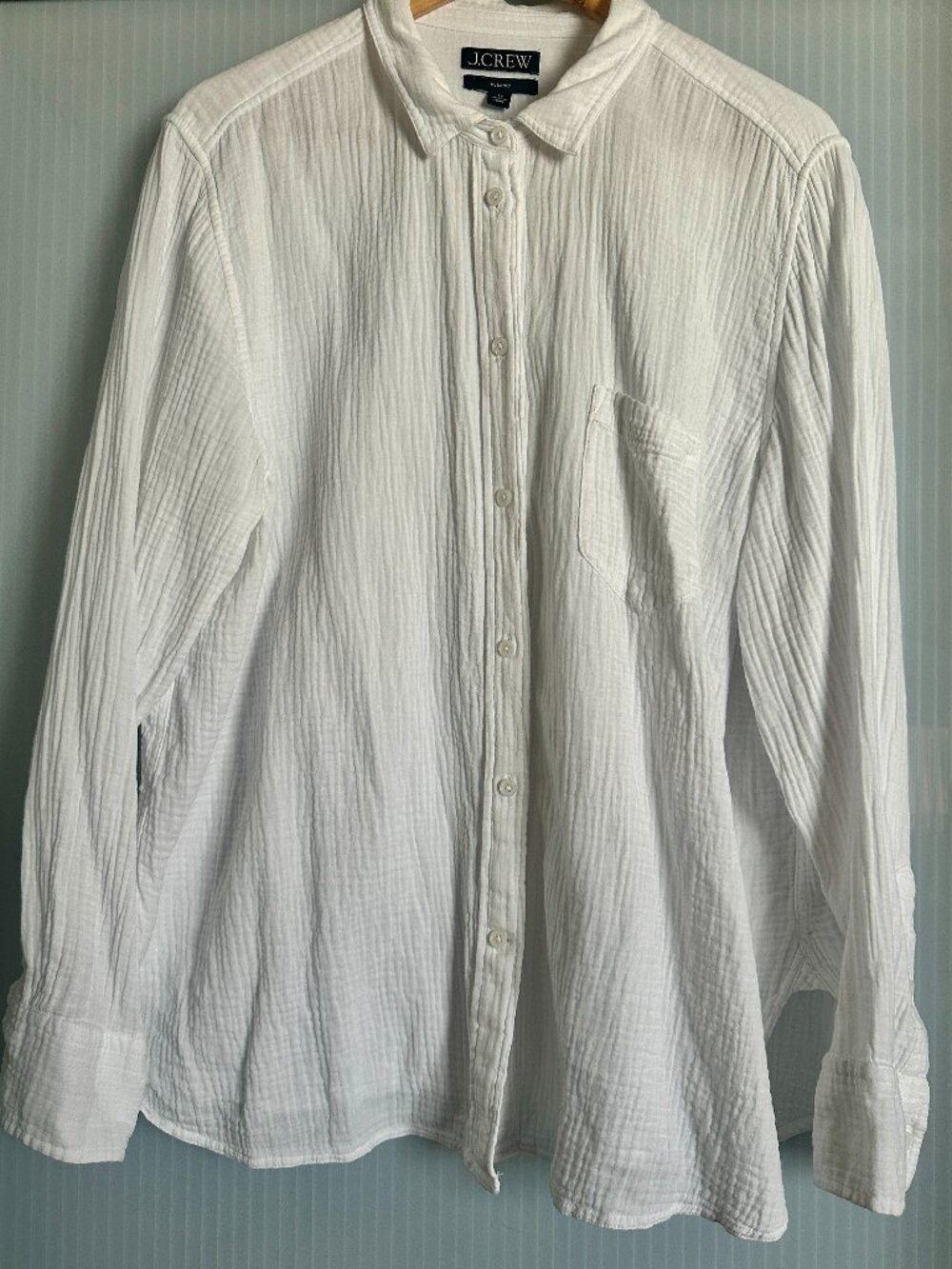 J.Crew Garçon Double Gauze Shirt White Cotton Button Up Women's 20 Plus XXL